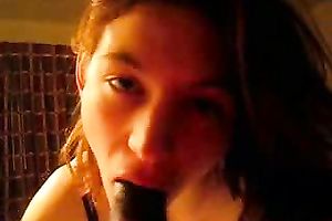 Redhead's Jaw Drops To Gulp His Thick Dark Shlong