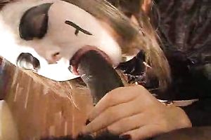 Blonde With Face Paint Gets Hot Jizz On Her Soft Tit