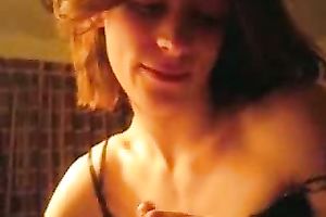 Busty Brunette Milks His Huge Dark Cock Dry With Expert Hands