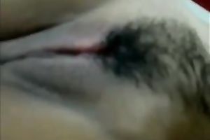 Fingering my wife's curly Asian cum-hole to agonorgasmos homemade scene