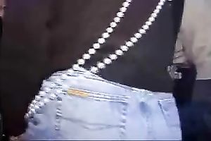 Nasty golden-haired flashes her wobblers and panties in a crowded street