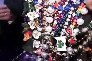 Nasty golden-haired flashes her wobblers and panties in a crowded street