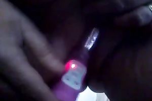 Busty white big beautiful woman black cock slut on web camera masturbates with a purple marital-device