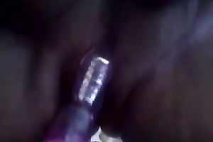 Busty white big beautiful woman black cock slut on web camera masturbates with a purple marital-device