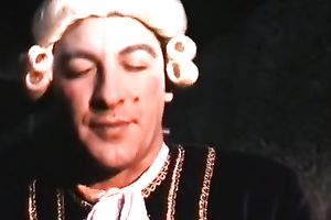 Amazing retro scene with a medieval duchess blowing and getting screwed