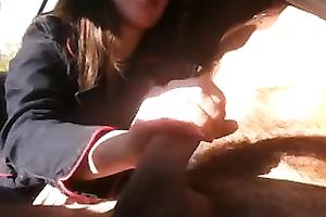 eighteen yo hooker gives me cook jerking in car on shiny morning