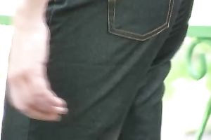 Pees fetish outdoor movie with long-haired dark brown Olga