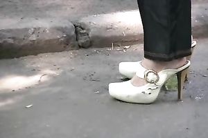 Pees fetish outdoor movie with long-haired dark brown Olga