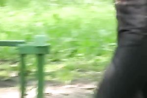 Pees fetish outdoor movie with long-haired dark brown Olga