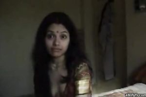 Naughty Indian housewife receives her zeppelins suckled by horny dude with mustaches