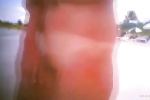 My milf slim wifey on the beach totally naked