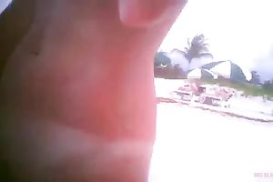 My milf slim wifey on the beach totally naked