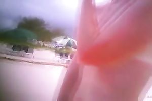 My milf slim wifey on the beach totally naked