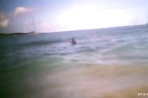 My milf slim wifey on the beach totally naked