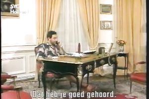 Sassy golden-haired in nylons receives her pussy licked on the table