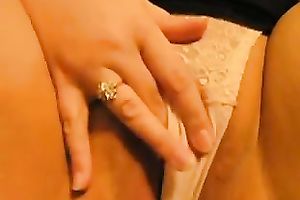 I pull my pants to the side and begin my wild masturbation sessiobn