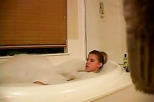 Hidden livecam in the baths with a hot teen in the washroom tub