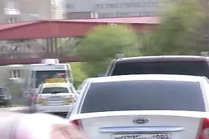 Sexy dilettante brunette black cock sluts walks down the street and pees