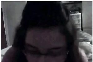 Chubby brunete nerdy chick shows her shapes on livecam