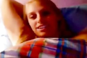 Hot non-professional golden-haired amateur wife feels comfortable stripped on livecam