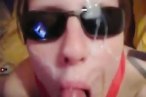 My lascivious wifey manages to milk my rod dry on her face