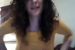 My girlfriend shows her smooth slit and bazookas on web camera