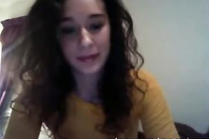 My girlfriend shows her smooth slit and bazookas on web camera