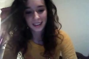 My girlfriend shows her smooth slit and bazookas on web camera