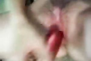 My legal age teenager girlfriend pleases herself with a red rabbit marital-device