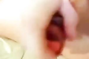 My legal age teenager girlfriend pleases herself with a red rabbit marital-device