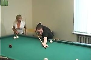 Hot Russian whore acquires fucked hard on pool table by her BF