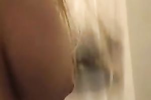 My breasty golden-haired white wife shows her body and plays with her billibongs