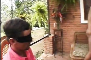 Saucy Latin mistress copulates with cheeky onlooker outdoors