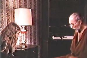 Young brunette hair acquires her twat finger drilled by old kinky chap