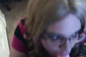 Check me out practicing knob engulfing on my pink sex tool