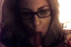 My four-eyed blond playgirl sucks sex toy teasing me on web camera