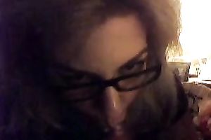 My four-eyed blond playgirl sucks sex toy teasing me on web camera