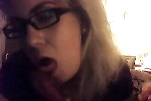 My four-eyed blond playgirl sucks sex toy teasing me on web camera