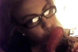 My four-eyed blond playgirl sucks sex toy teasing me on web camera
