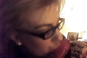 My four-eyed blond playgirl sucks sex toy teasing me on web camera