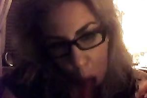 My four-eyed blond playgirl sucks sex toy teasing me on web camera