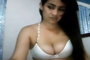 Hypnotizing busty youthful brunette hair on cam flashing goodies