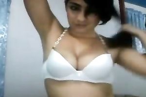 Hypnotizing busty youthful brunette hair on cam flashing goodies