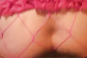 Skanky sweetheart in fishnet nylons can't live without getting pounded from behind