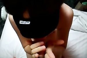 Blindfolded Asian hoe enjoys my 10-Pounder in her cum-hole and throat