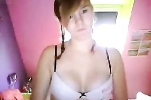 Super curly web camera skank disrobes and plays with her crotch