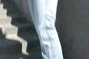 Blonde Russian woman spied when that babe acquires juicy in public