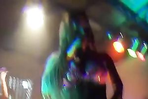 Black stripper with a large ass shakes it in the night club