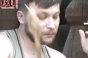 Redhead dilettante Russian cheating wife is bare and bonded