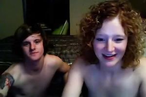 Curly haired redhead legal age teenager plays with her boyfriend on web camera